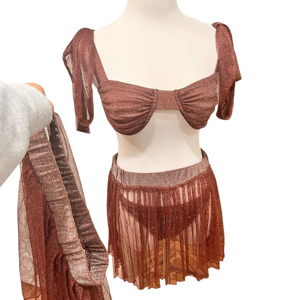 Beach Riot Womens Large Shimmering Brown 3 Piece Set